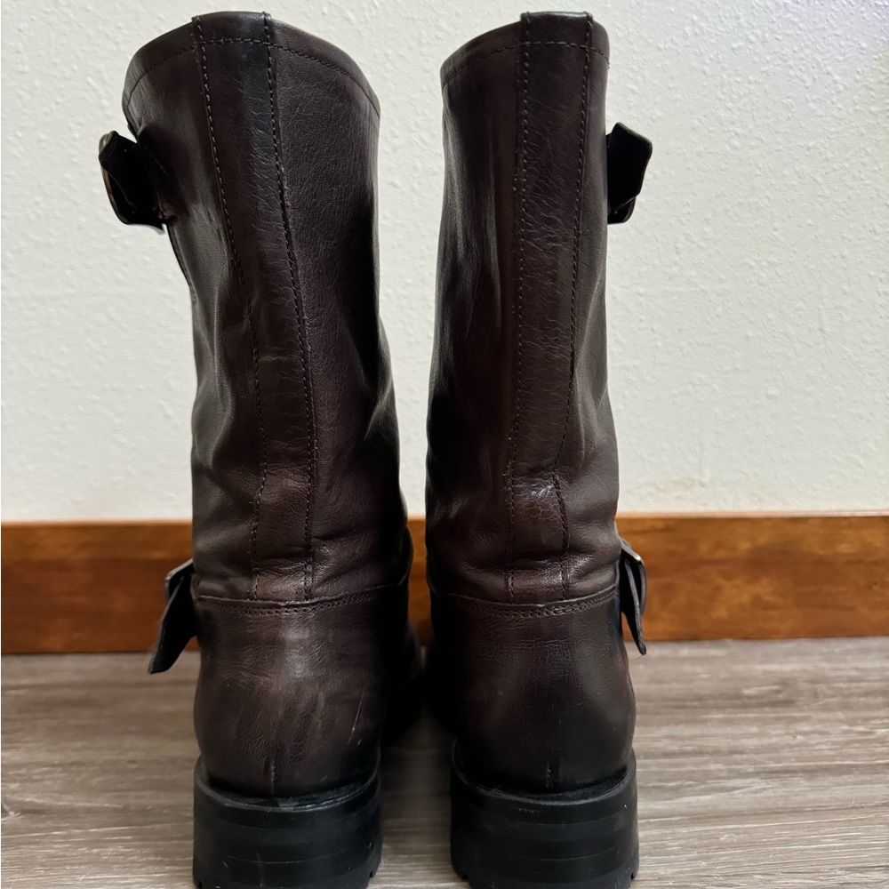 Frye Brown Ankle Boots with Buckle Detail - Picture 4 of 9
